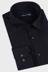Granatowa Koszula Męska Wzór Kropki
