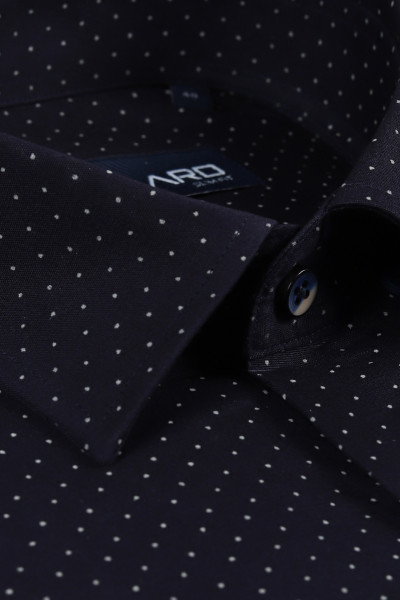 Granatowa Koszula Męska Wzór Kropki