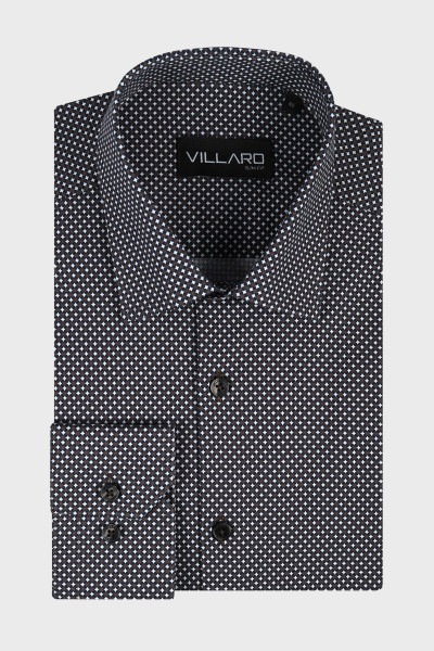 Brązowa koszula męska microwzór| Villaro