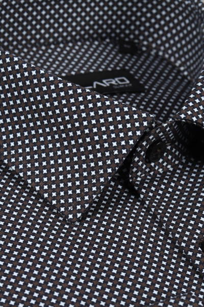 Brązowa Koszula Męska Microwzór