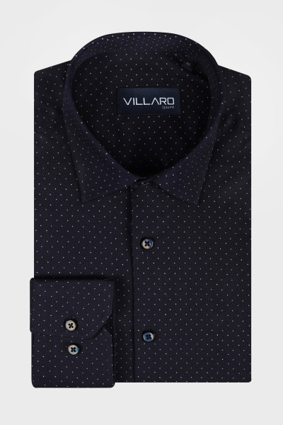 Granatowa Koszula Męska Wzór Kropki