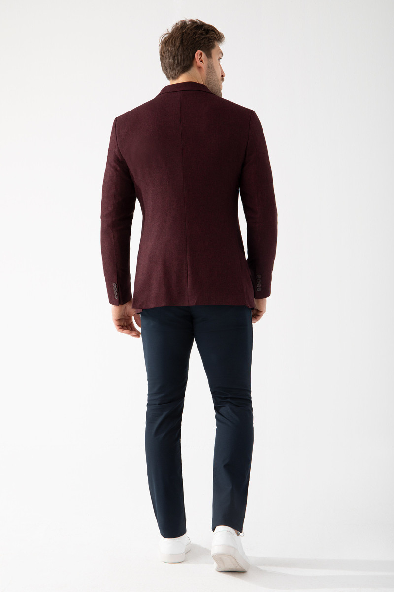 Bordowa Marynarka Męska Struktura