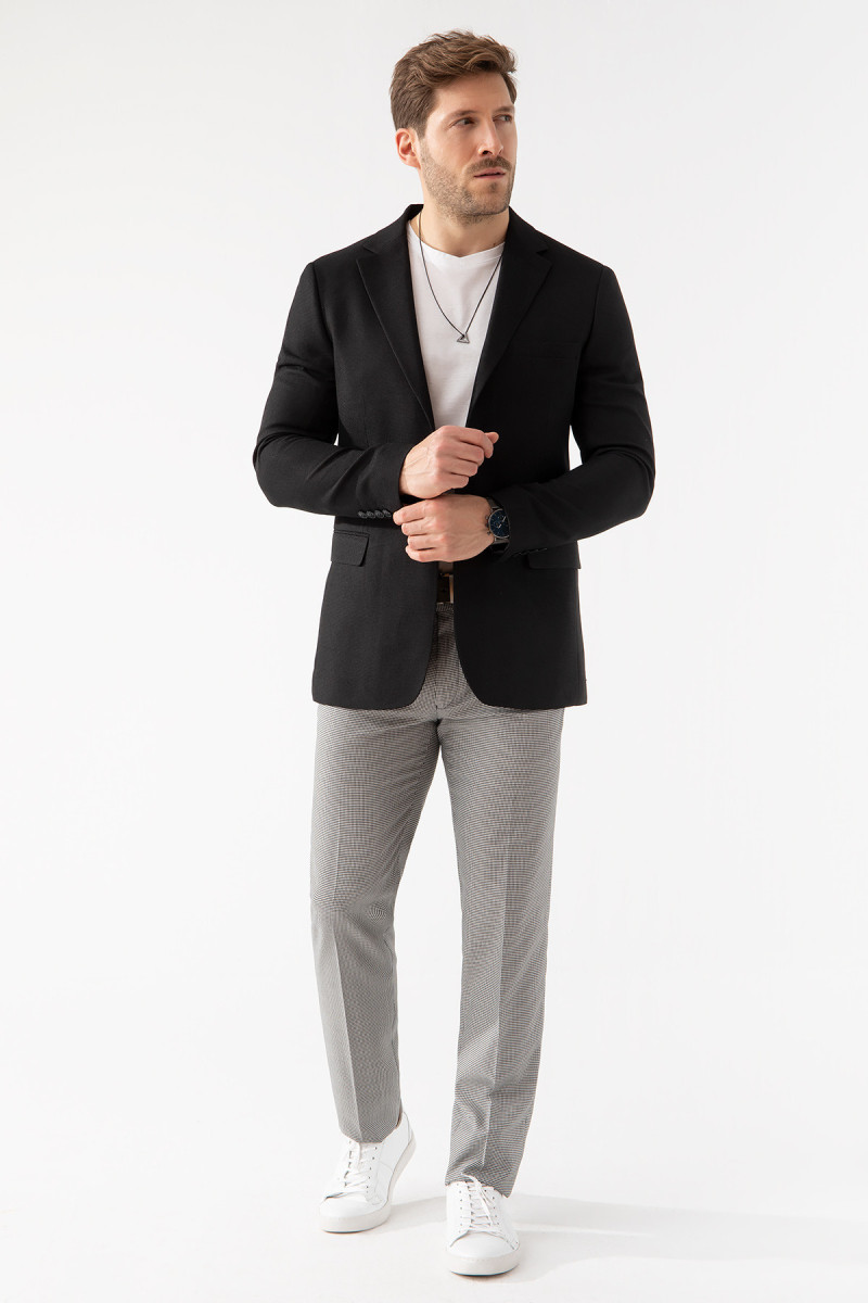 Czarna Marynarka Męska Struktura