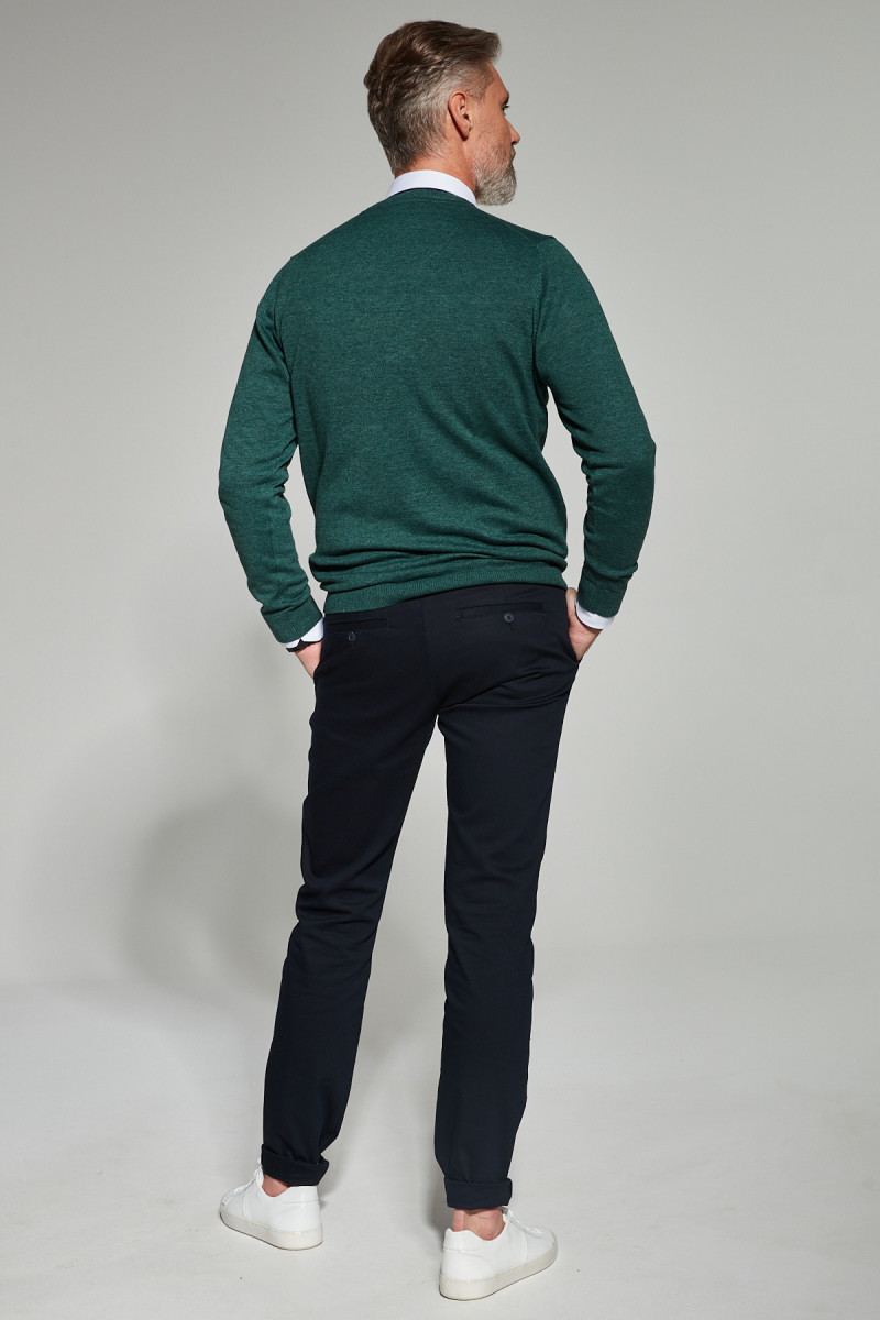 Granatowe Spodnie Męskie Chinosy