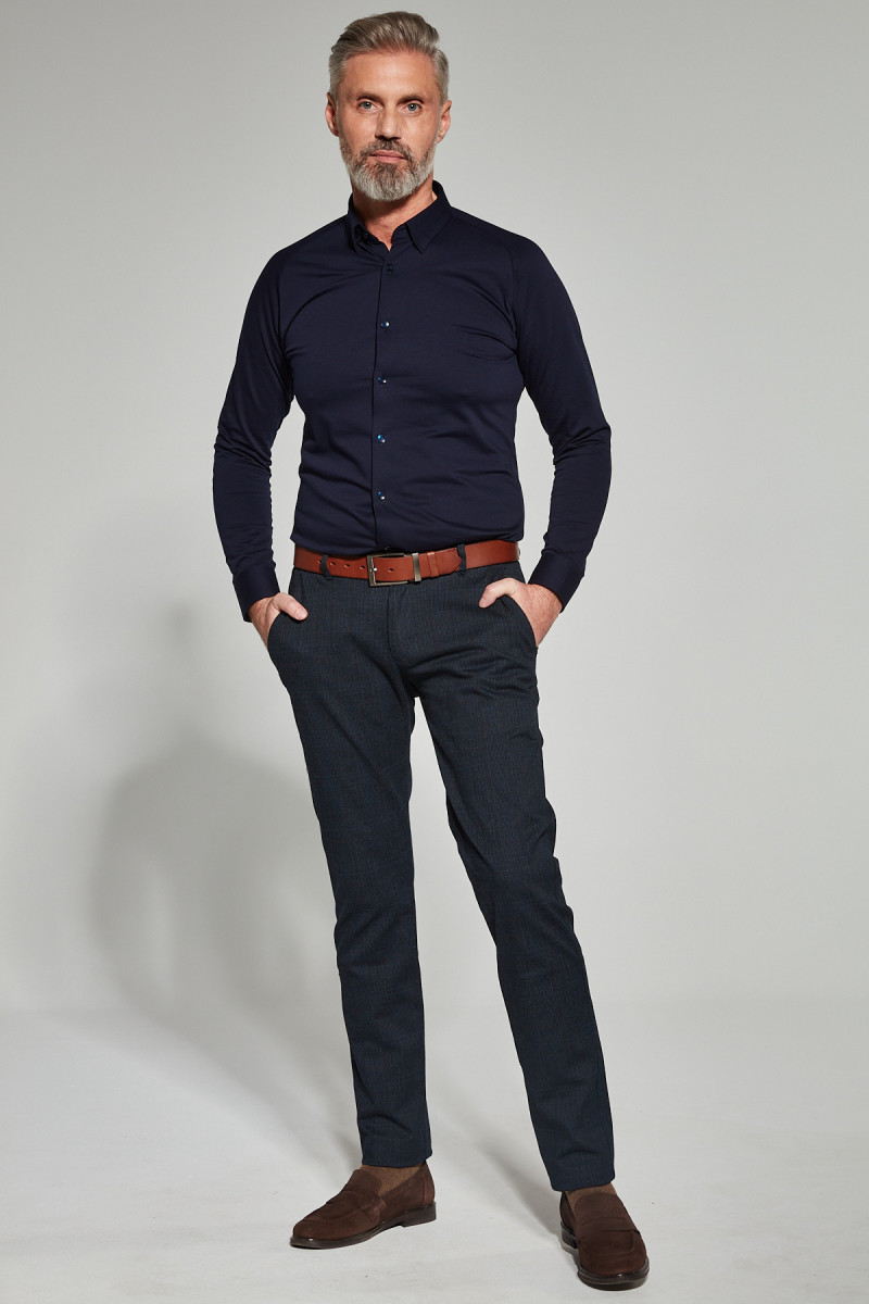 Granatowa koszula męska dzianina | Villaro