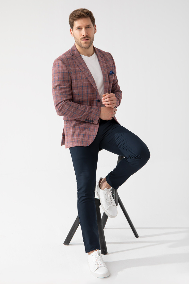 elegancka marynarka męska kolor bordo w kratę