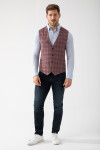 Bordowa Kamizelka Męska Wzór Krata