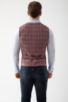 Bordowa Kamizelka Męska Wzór Krata