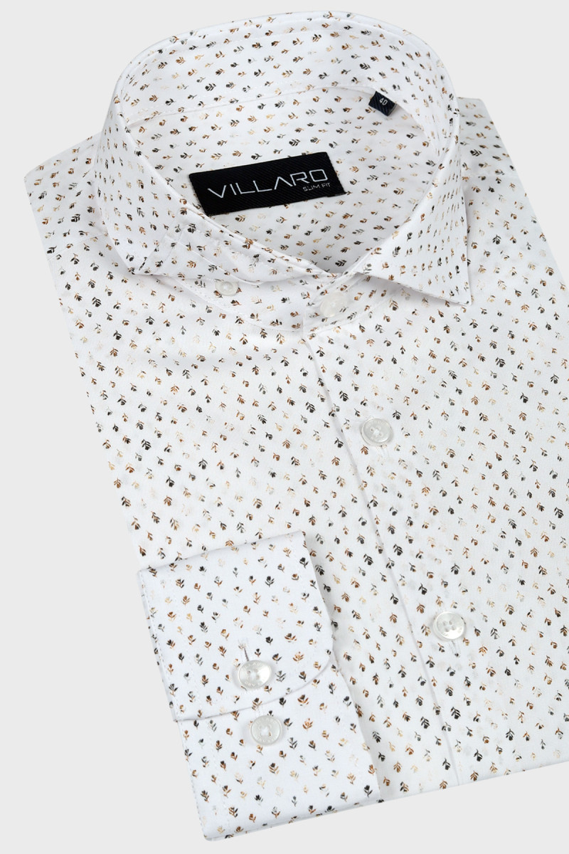 Biała koszula męska mikrowzór| Villaro