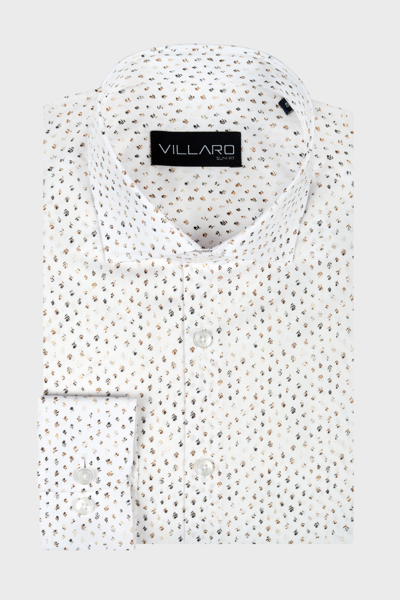 Biała koszula męska mikrowzór| Villaro