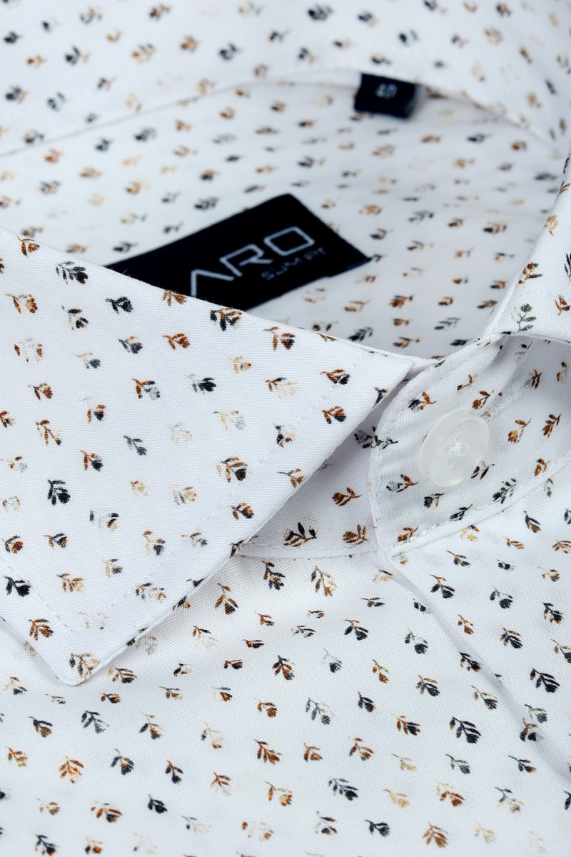 Biała koszula męska mikrowzór| Villaro