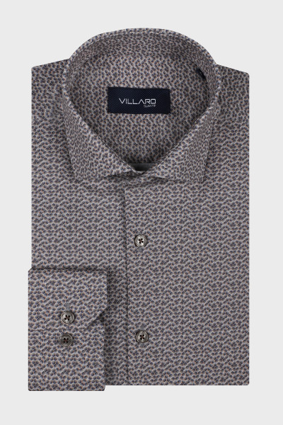 Brązowa koszula męska wzór geometryczny | Villaro