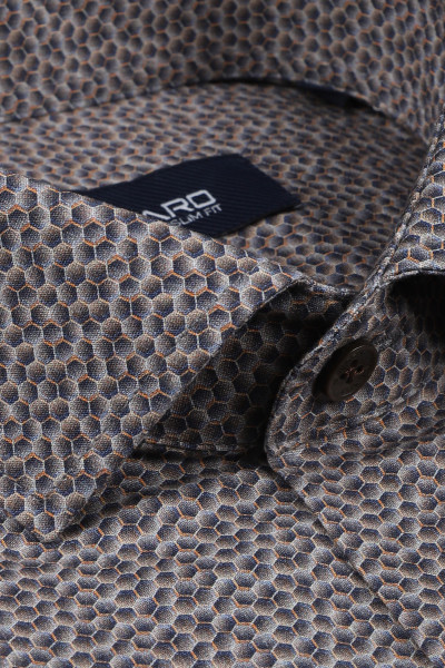 Brązowa Koszula Męska Wzór Geometryczny