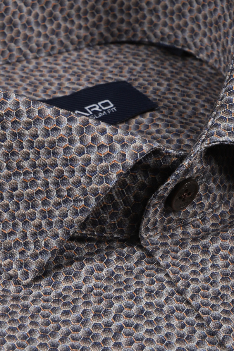 Brązowa koszula męska wzór geometryczny | Villaro