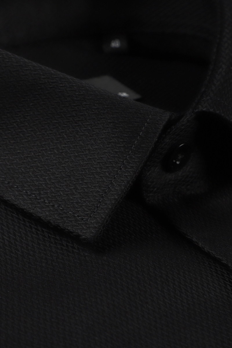 Czarna koszula męska struktura | Villaro