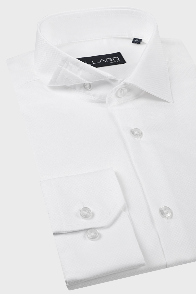 Biała koszula męska wizytowa struktura | Villaro