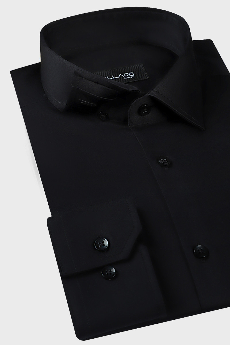Plisa z guzikami w kolorze czerni – detal koszuli Villaro