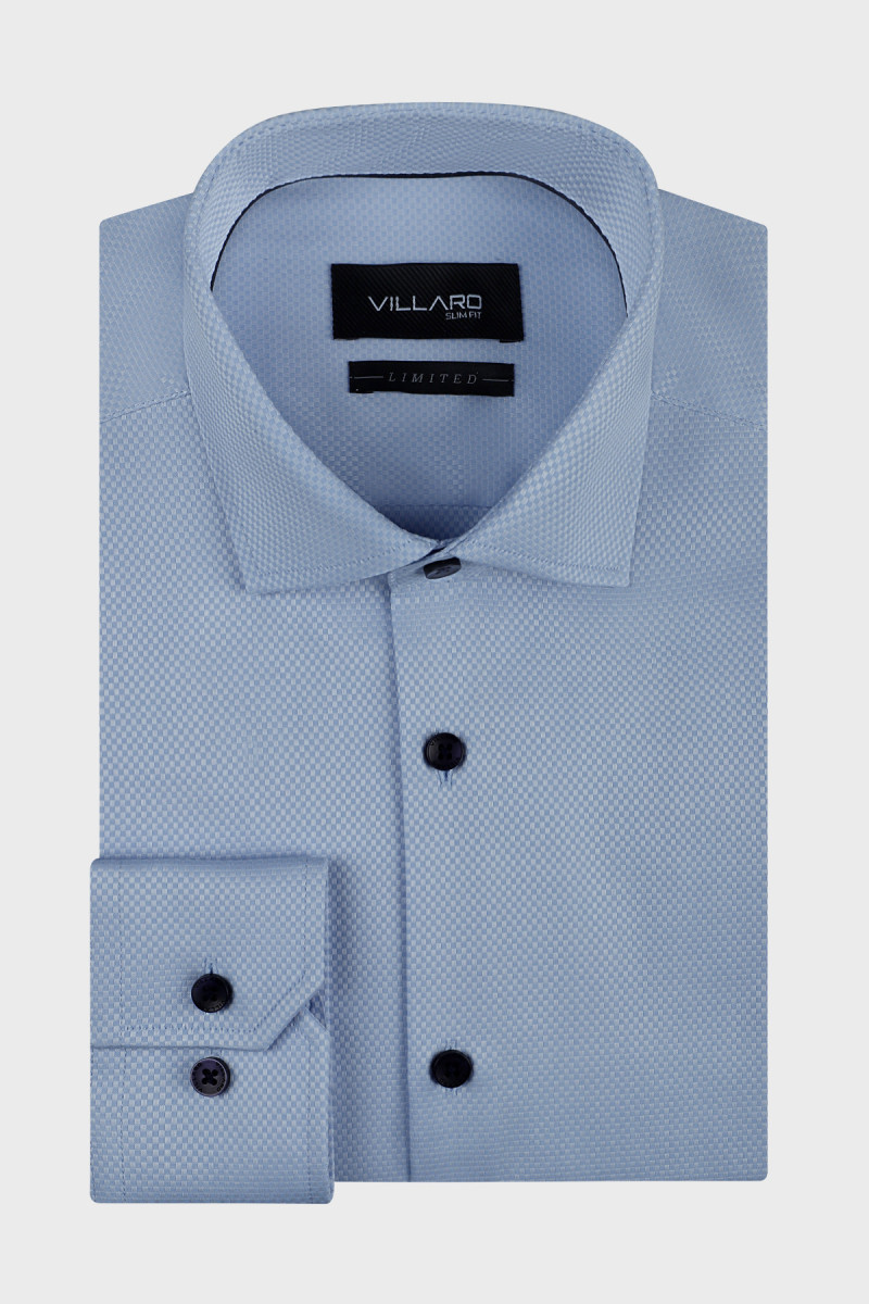 Niebieska koszula męska struktura | Villaro