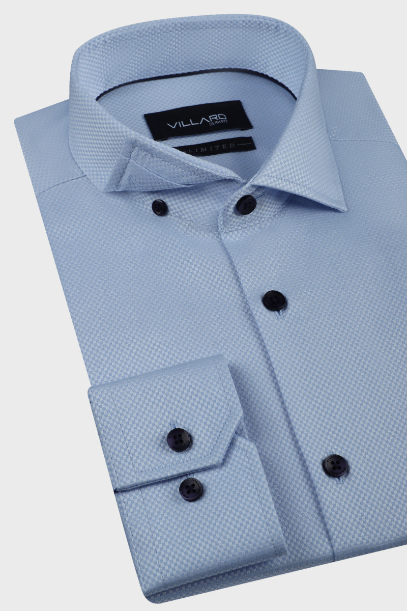 Niebieska koszula męska struktura | Villaro