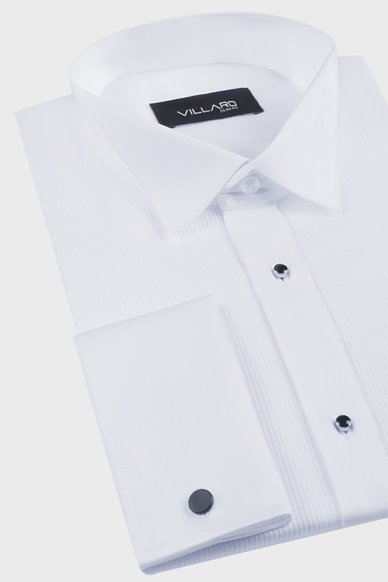 Koszula ślubna Villaro – biała z plisowanym przodem