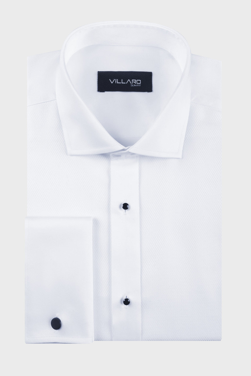 Biała koszula męska wizytowa struktura | Villaro