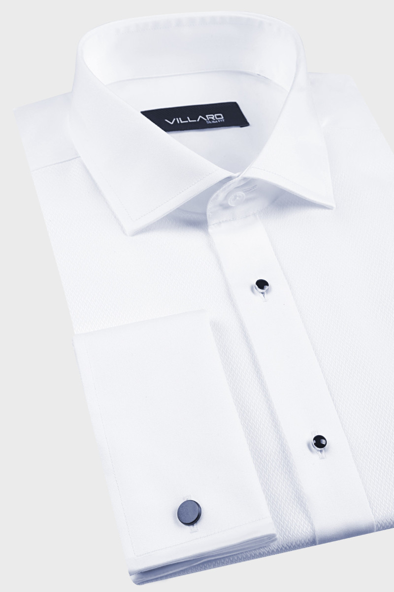 Biała koszula męska wizytowa struktura | Villaro