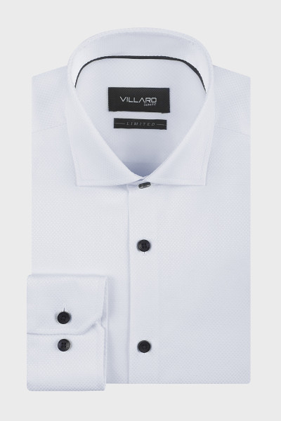 Biała koszula męska Villaro Royal Oxford – elegancka struktura tkaniny
