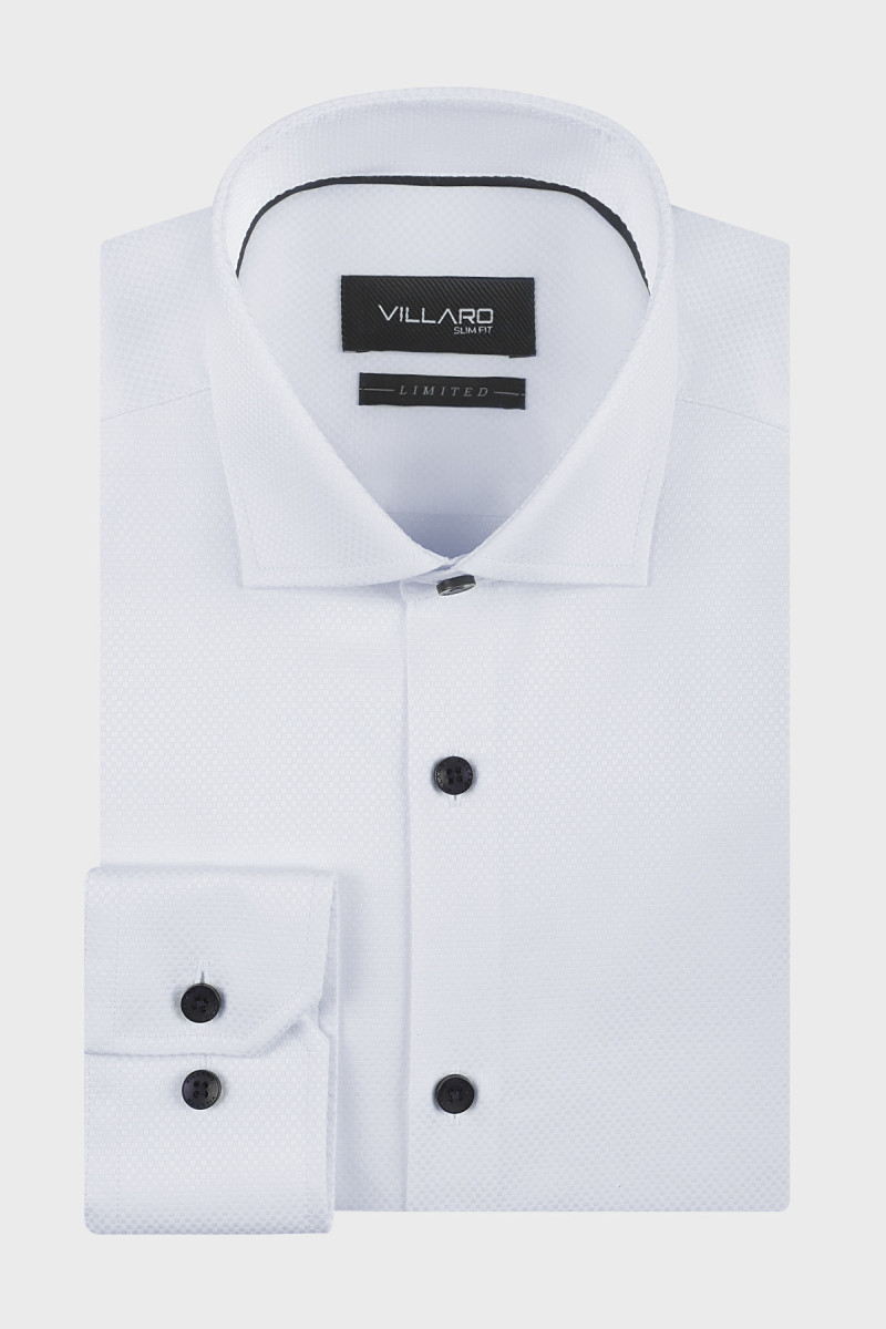 Biała koszula męska Villaro Royal Oxford – elegancka struktura tkaniny