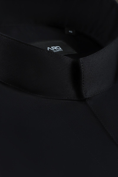 Czarna Koszula Męska Stójka