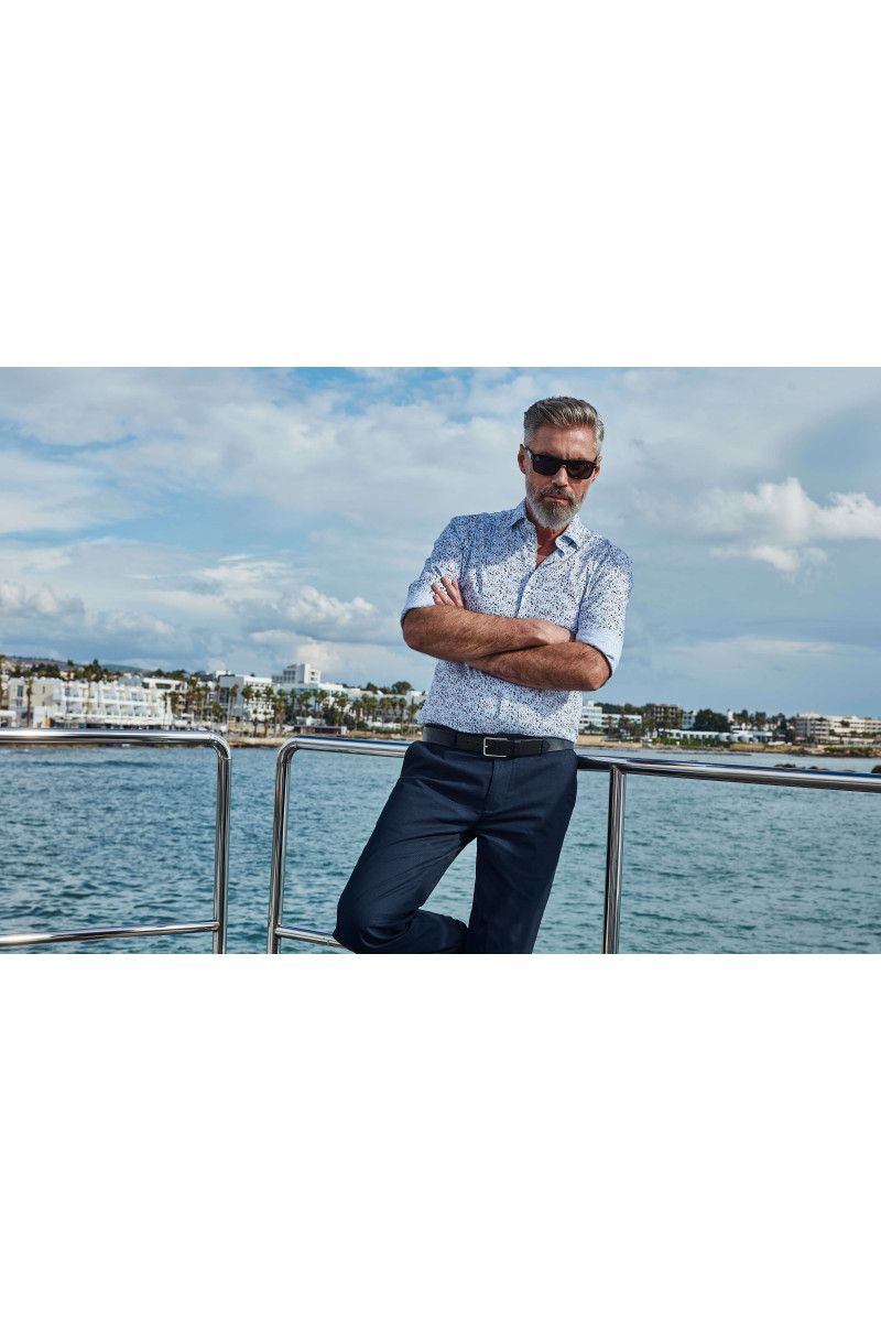 Biała koszula męska regular w geometryczny deseń | Villaro