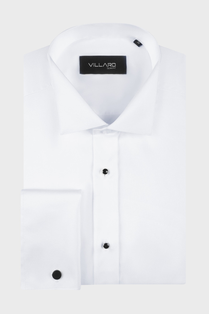 Biała koszula smokingowa Villaro – elegancka wizytowa koszula męska