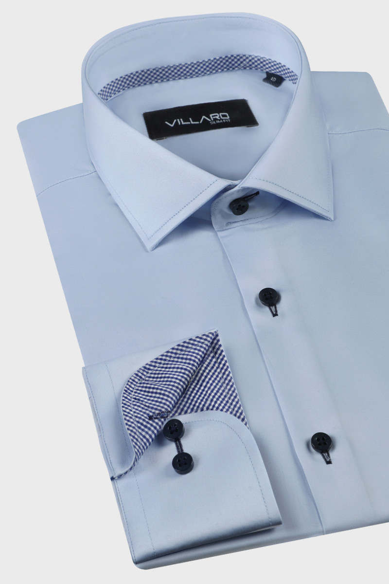 Niebieska koszula męska gładka | Villaro