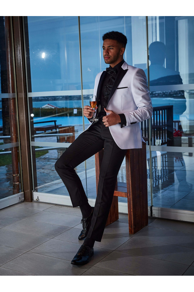 Biały Smoking Męski