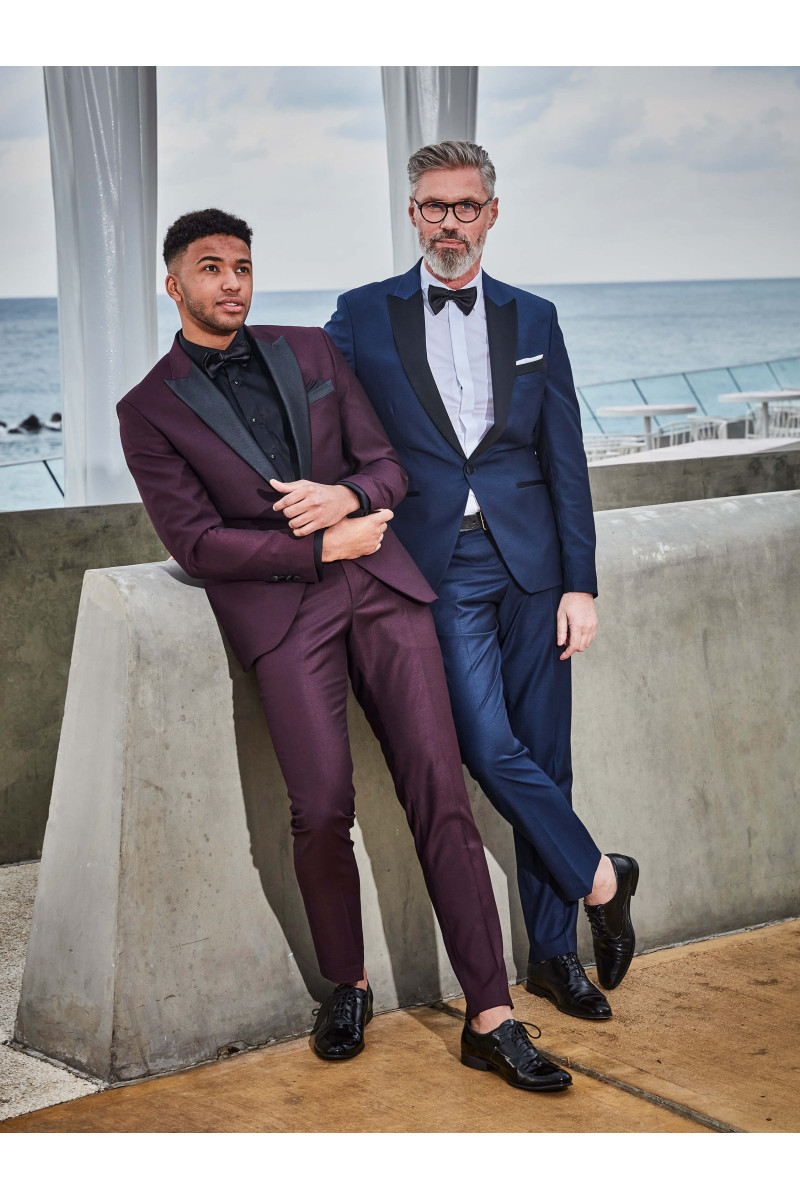 Bordowy smoking męski ślubny | Villaro