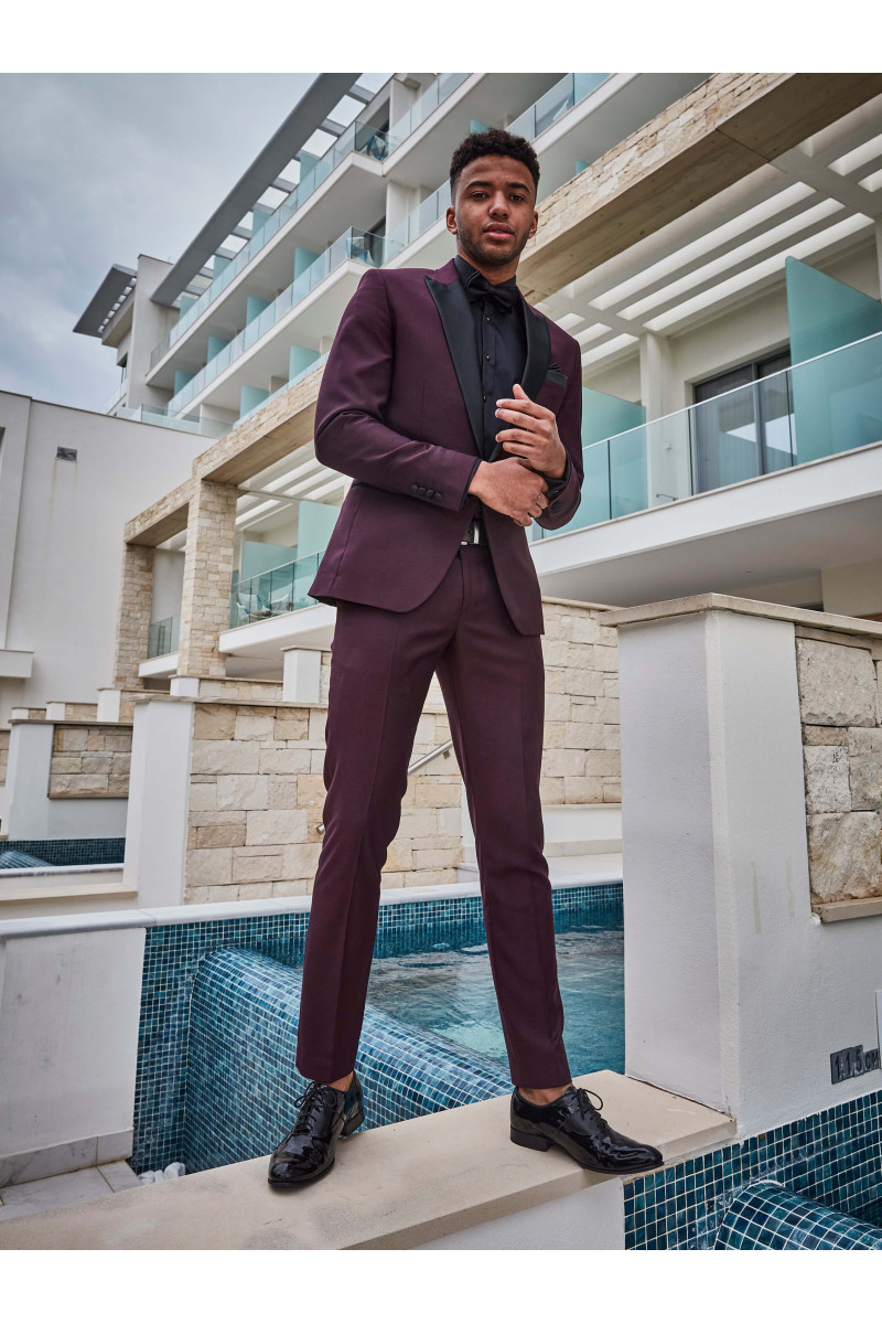 Bordowy smoking męski ślubny | Villaro