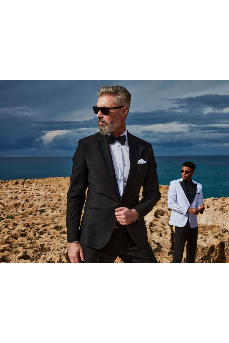 Czarny Smoking Męski Struktura