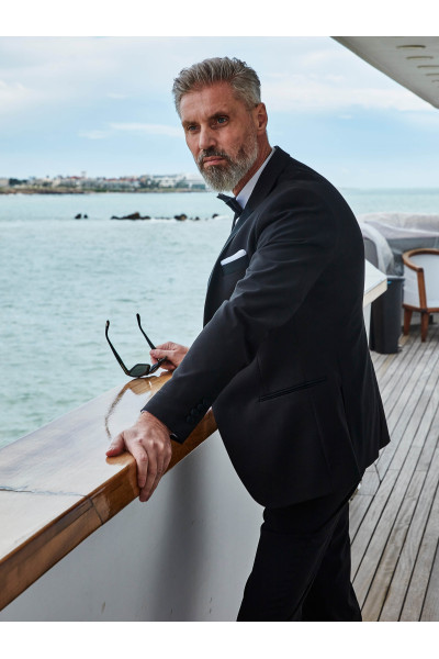 Czarny Smoking Męski Struktura