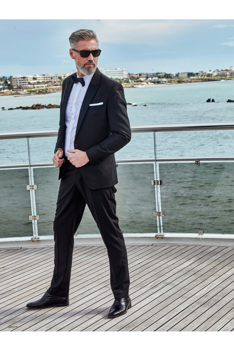 Czarny Smoking Męski Struktura