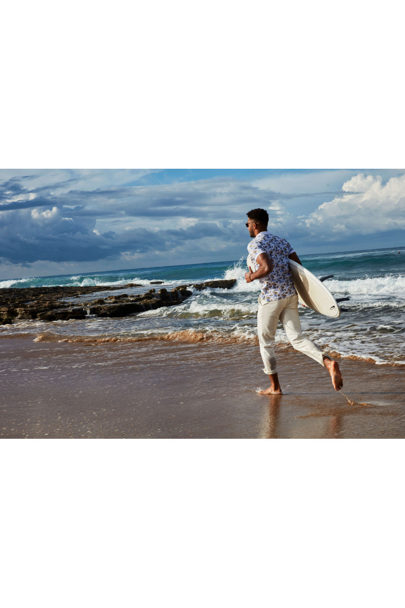 Koszulka męska polo wzór roślinny | Villaro