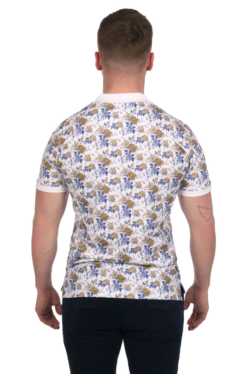Koszulka męska polo wzór roślinny | Villaro