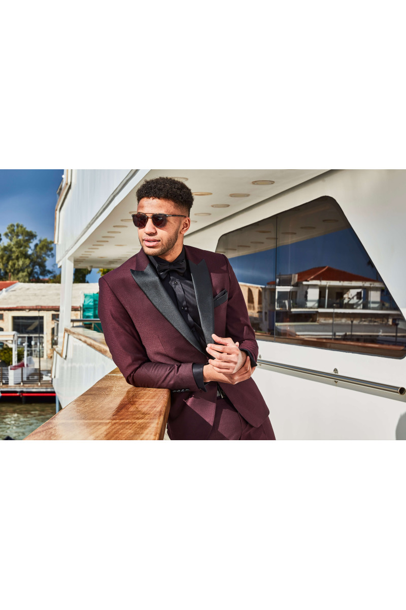 Bordowy smoking męski ślubny | Villaro