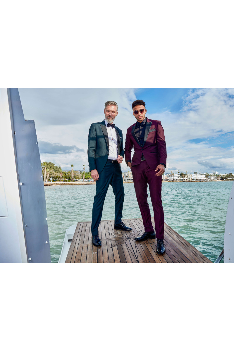 Bordowy smoking męski ślubny | Villaro