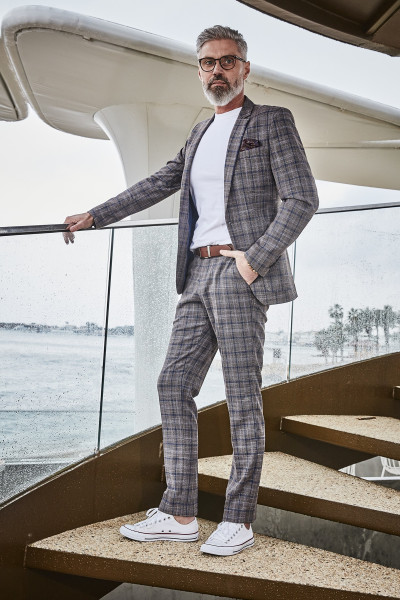 Brązowa Marynarka Męska w Kratę