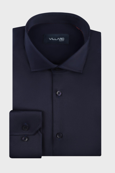 Granatowa koszula męska Villaro – elegancka koszula z satyny