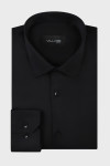 Czarna koszula męska Villaro Slim Fit – satynowa elegancka koszula z bawełny