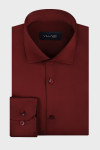 Bordowa koszula męska Villaro Slim Fit – satynowa elegancja
