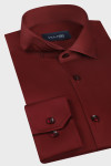 Plisa z guzikami i logo Villaro – bordowa koszula męska