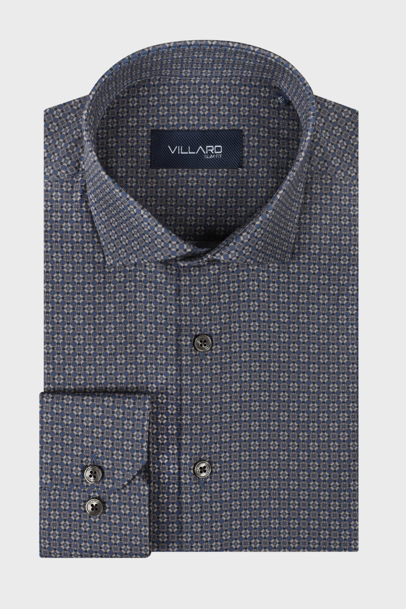 Granatowa koszula męska wzór geometryczny | Villaro