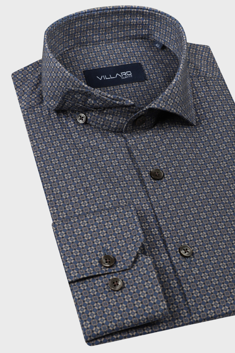 Granatowa koszula męska wzór geometryczny | Villaro
