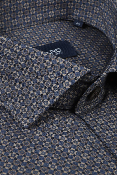 Granatowa Koszula Męska Wzór Geometryczny